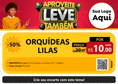 Modelo de Cartaz para Cartaz A4 Horizontal com o tema Aproveite e Leve Também para Floricultura e jardim