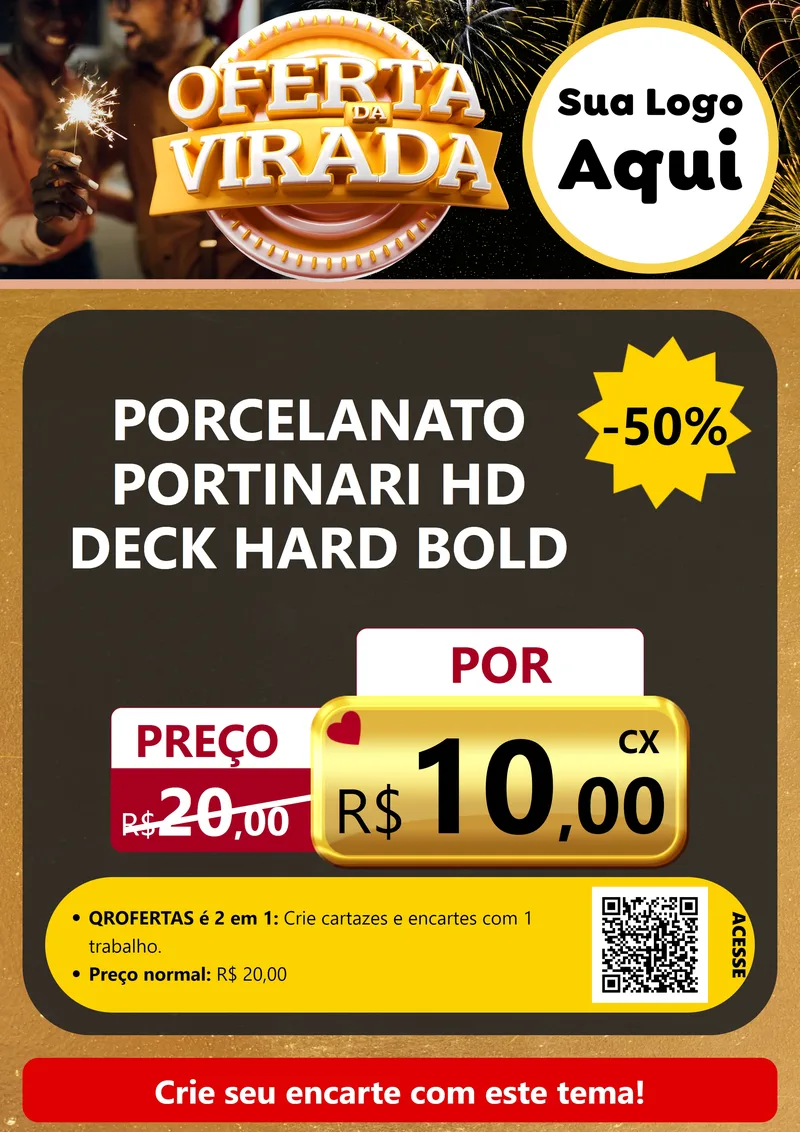 Modelo de Cartaz para Cartaz A4 Vertical com o tema Oferta da Virada para Pisos e revestimentos