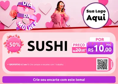 Modelo de Cartaz para Cartaz A4 Horizontal com o tema Dia da Mulher para Comida japonesa