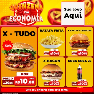 Modelo de Rede Social para Feed Facebook com o tema Quinzena Da Economia para Hamburgueria