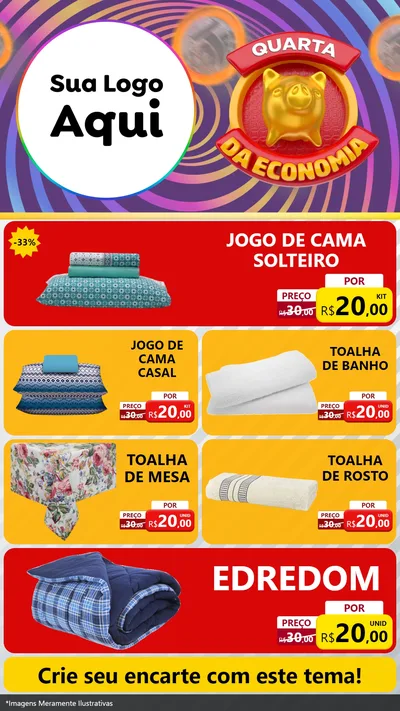Modelo de TV para TV Vertical com o tema Quarta da Economia para Cama, Mesa e Banho