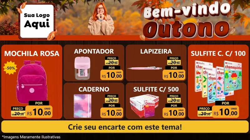 Modelo de TV para TV Horizontal com o tema Bem-vindo Outono para Papelaria
