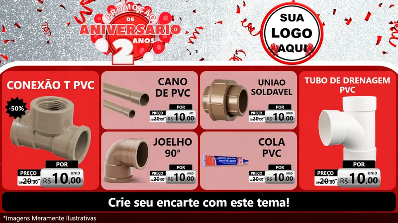 Modelo de TV para TV Horizontal com o tema Promoção de Aniversário - 2 Anos para Tubos e conexões