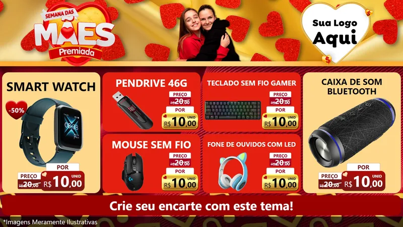 Modelo de TV para TV Horizontal com o tema Semana das Mães Premiada para Informática