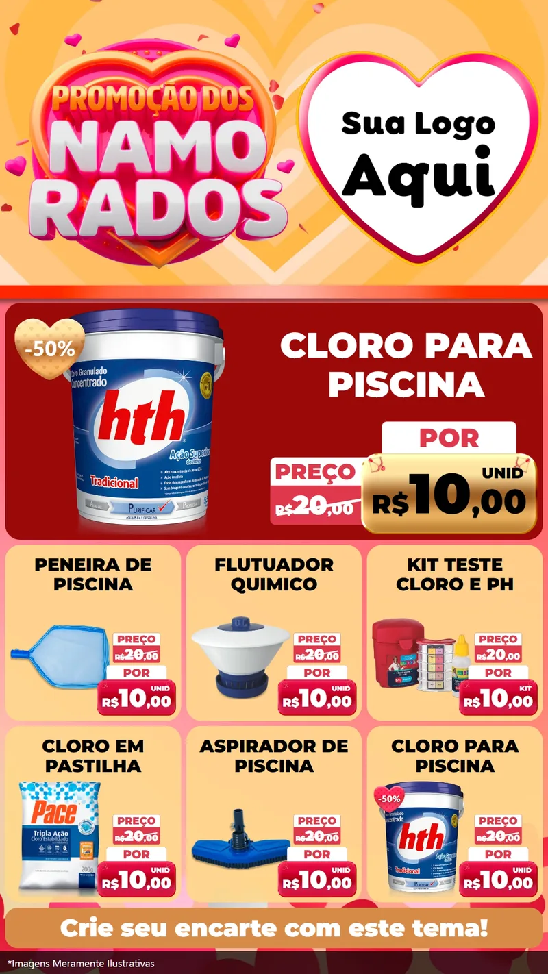 Modelo de Rede Social para Stories com o tema Promoção dos Namorados para Produtos para Piscina
