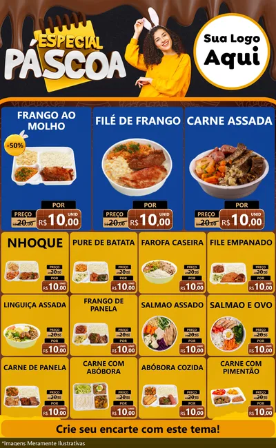 Modelo de Encarte para Encarte Grande com o tema Especial Páscoa para Restaurante