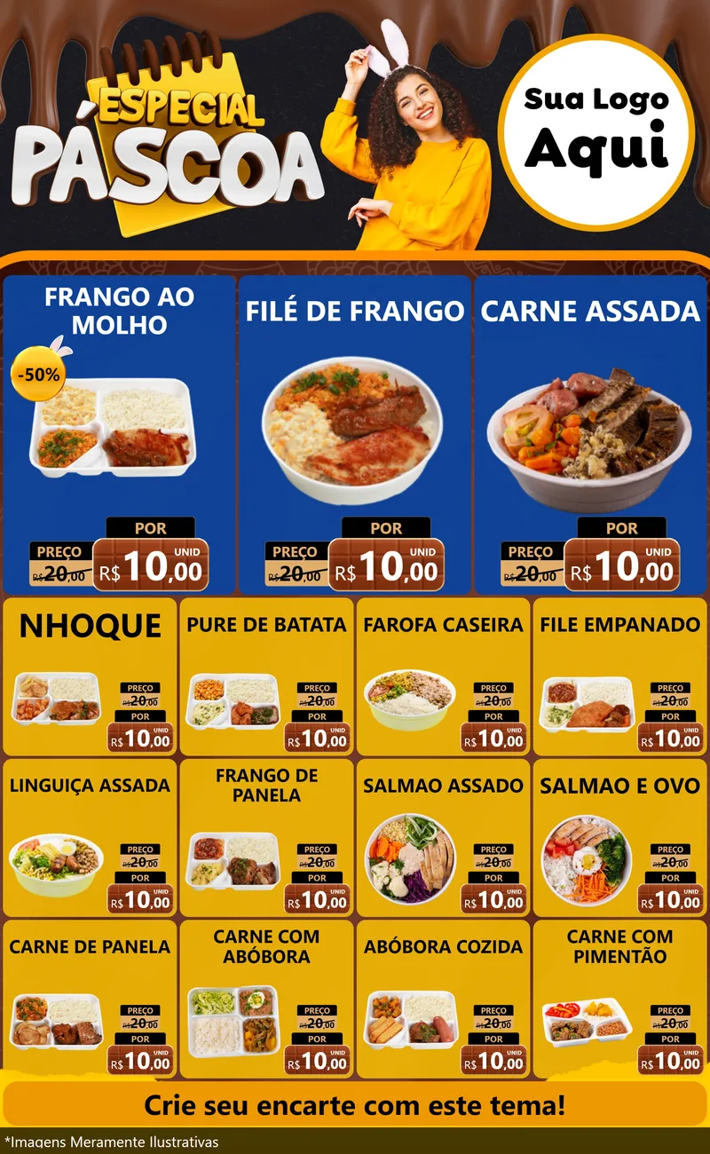 Modelo de Encarte para Encarte Grande com o tema Especial Páscoa para Restaurante