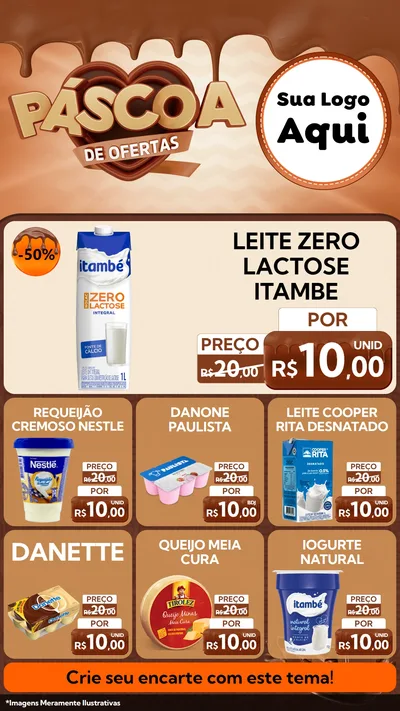Modelo de Rede Social para Stories com o tema Páscoa de Ofertas para Frios e Laticínios