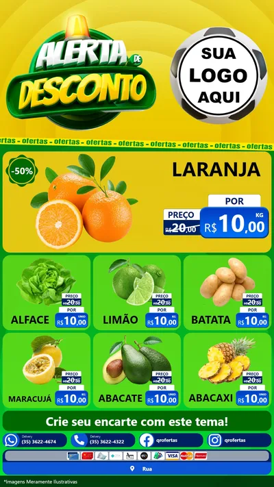 Modelo de Rede Social para Stories com o tema Alerta de Desconto para Hortifrúti