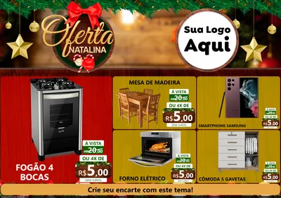 Modelo de Encarte para Encarte A4 Horizontal com o tema Ofertas Natalina para Móveis e Eletro