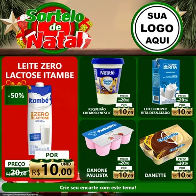 Modelo de Rede Social para Feed Facebook com o tema Sorteio de Natal para Frios e Laticínios