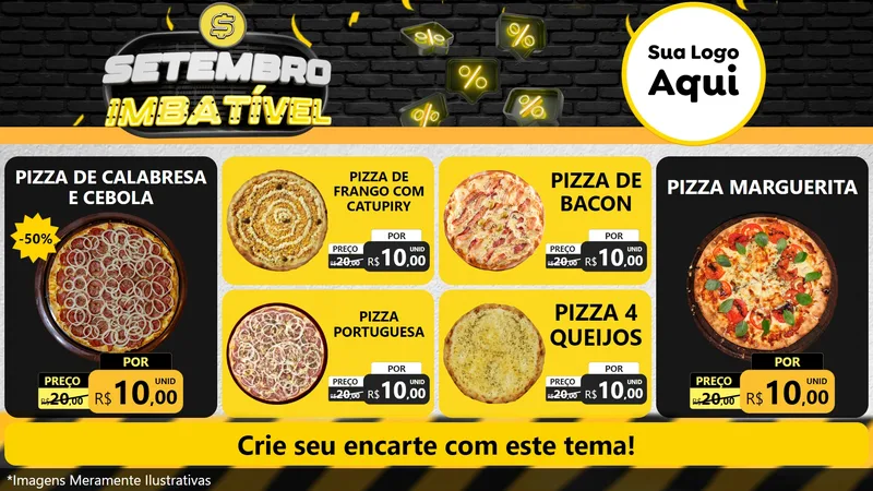 Modelo de TV para TV Horizontal com o tema Setembro Imbatível para Pizzaria