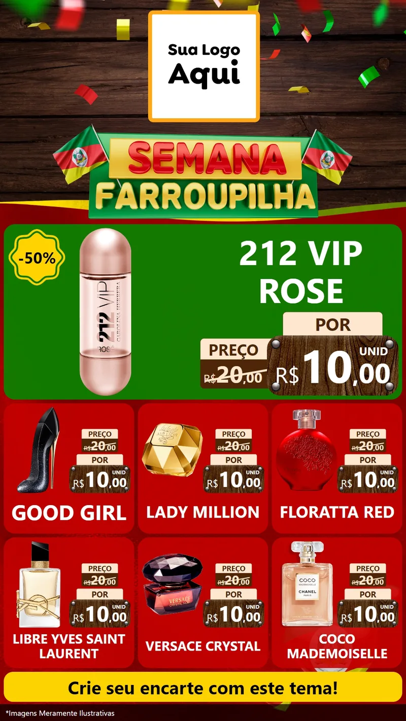Modelo de Rede Social para Stories com o tema Semana Farroupilha para Perfumes