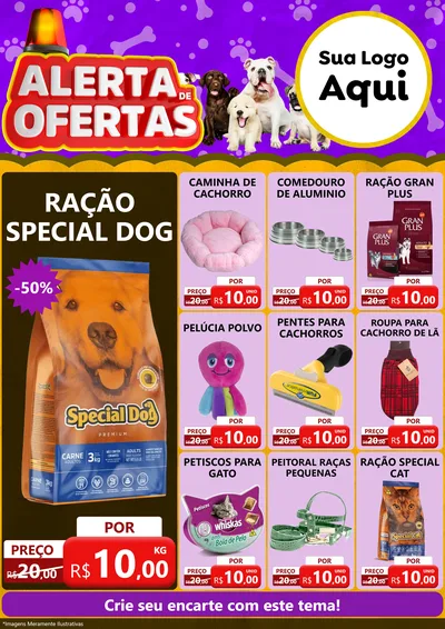 Modelo de Encarte para Encarte A4 Vertical com o tema Alerta de Oferta (pet) para Pet Shop