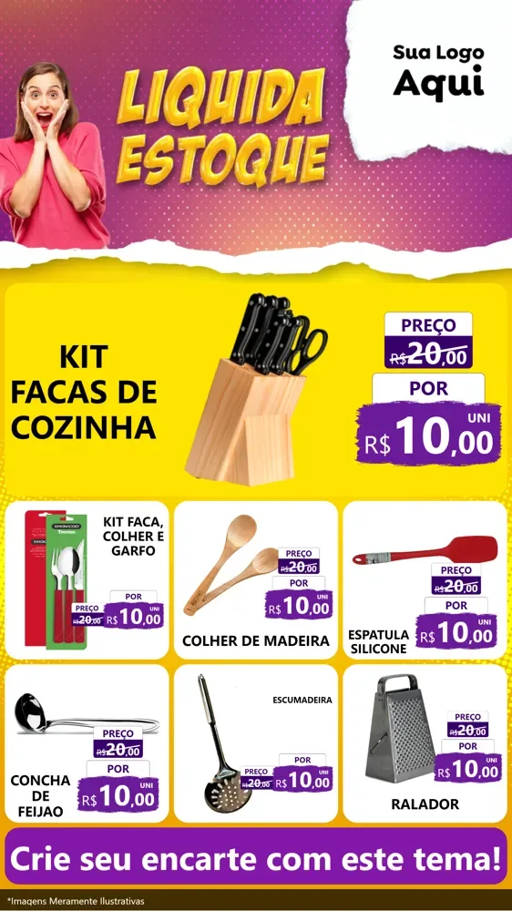 Modelo de Rede Social para Stories com o tema Liquida estoque para Utilidades Domésticas