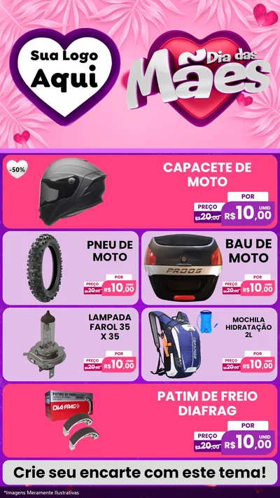 Modelo de TV para TV Vertical com o tema Dia das Mães para Moto peças