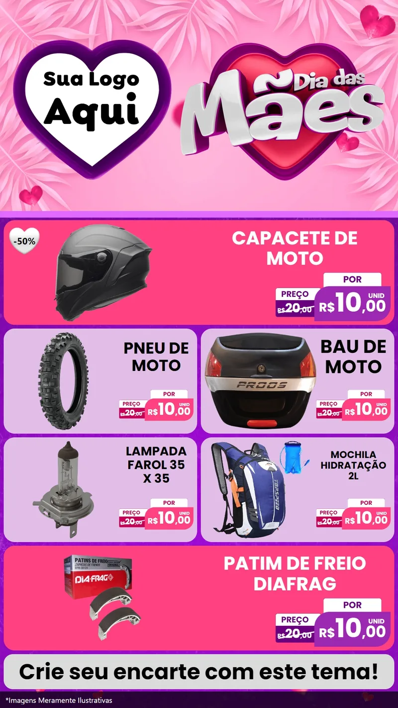 Modelo de TV para TV Vertical com o tema Dia das Mães para Moto peças