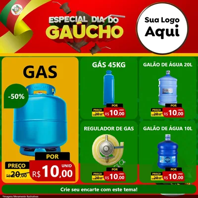 Modelo de Rede Social para Feed Facebook com o tema Especial Dia do Gaúcho para Água e gás