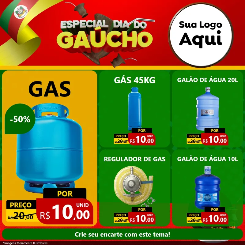 Modelo de Rede Social para Feed Facebook com o tema Especial Dia do Gaúcho para Água e gás
