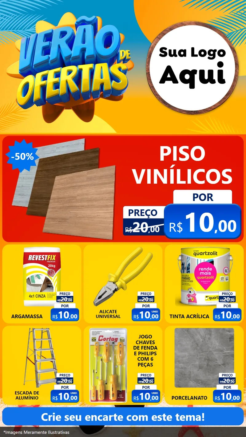 Modelo de Rede Social para Stories com o tema Verão de Ofertas para Material para Construção