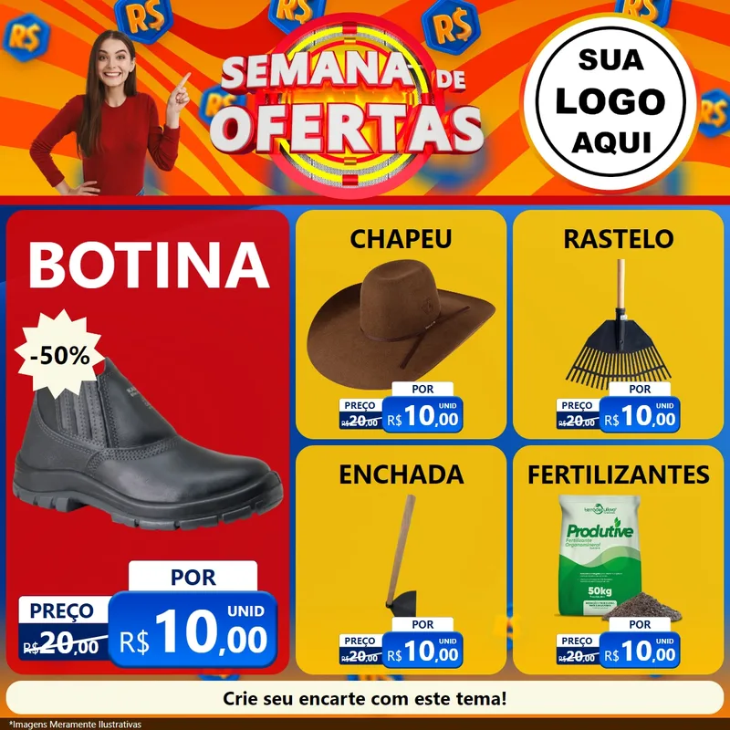 Modelo de Rede Social para Feed Facebook com o tema Semana de Ofertas para Agropecuária