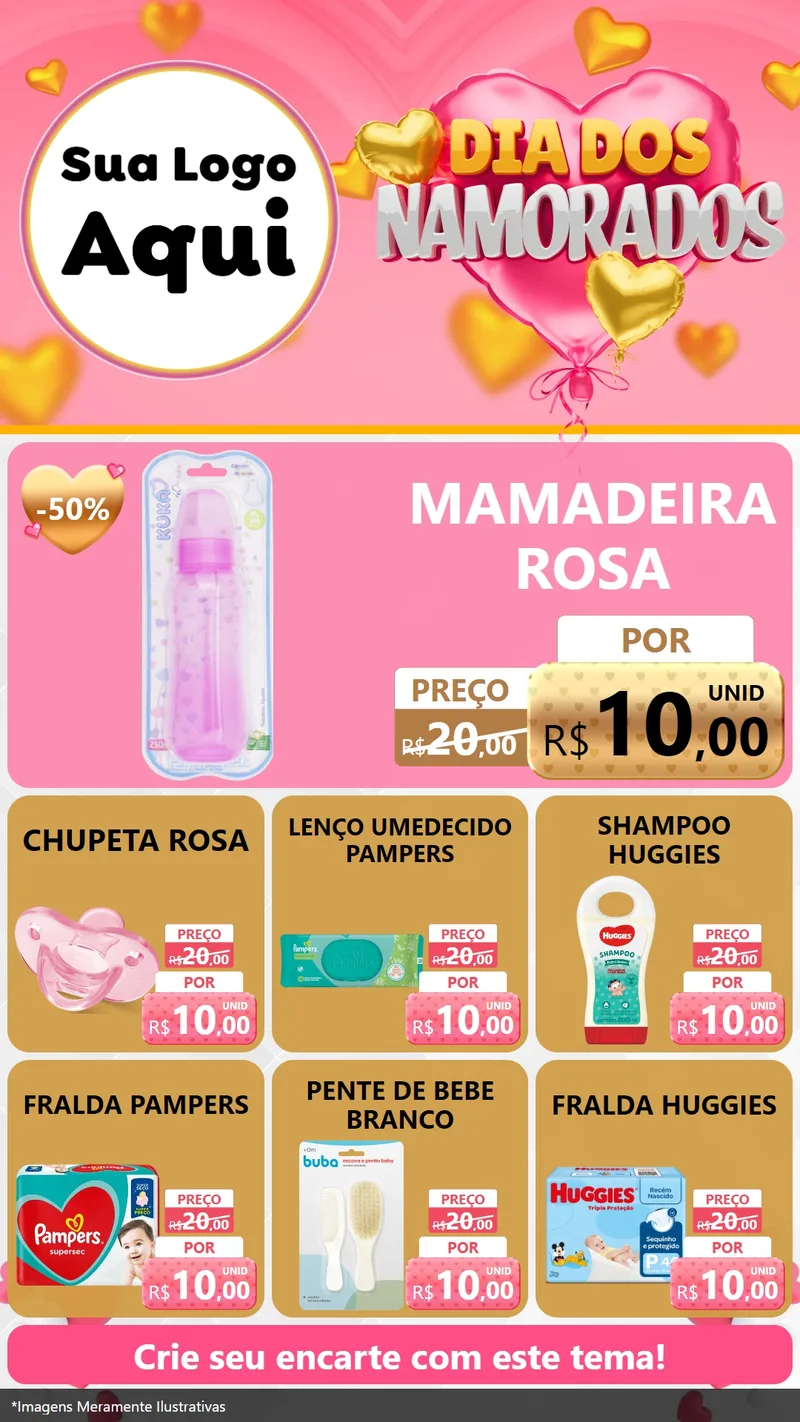 Modelo de Rede Social para Stories com o tema Dia dos Namorados para Bebês