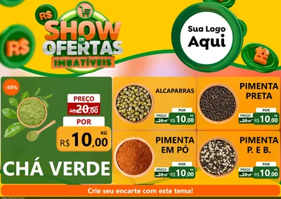 Modelo de Encarte para Encarte A4 Horizontal com o tema Show de Ofertas Imbatíveis para Produtos Naturais
