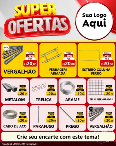 Modelo de Rede Social para Feed Instagram com o tema Super Ofertas para Ferragens