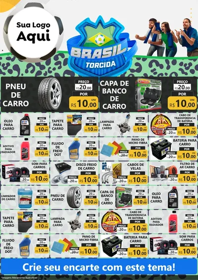 Modelo de Encarte para Encarte A4 Vertical com o tema Brasil Torcida - Copa para Auto peças