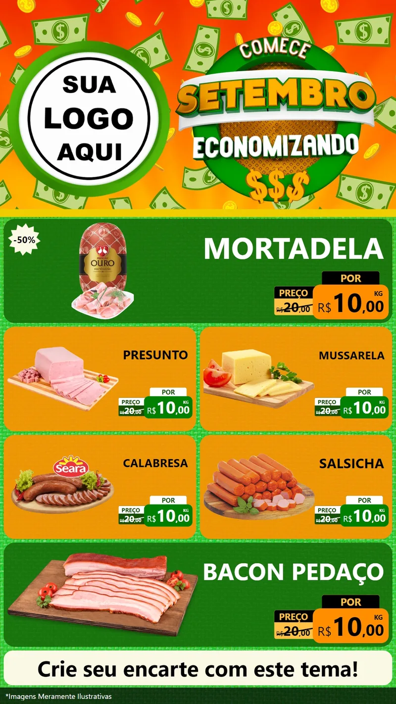 Modelo de TV para TV Vertical com o tema Comece Setembro Economizando para Frios e Laticínios