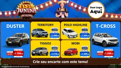 Modelo de TV para TV Horizontal com o tema Festa Junina Ofertas para Concessionaria de Carros