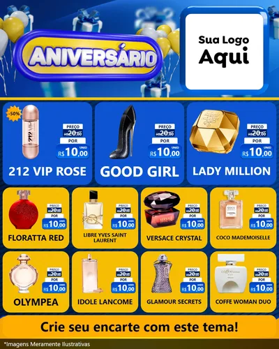 Modelo de Rede Social para Feed Instagram com o tema Aniversário para Perfumes