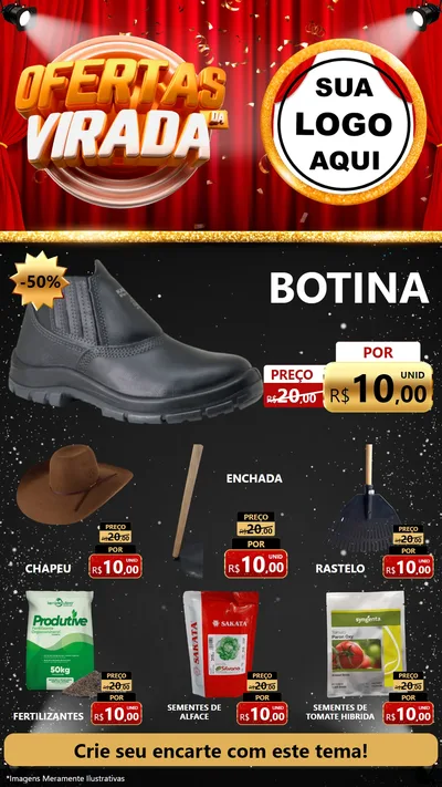 Modelo de Rede Social para Stories com o tema Ofertas da Virada para Agropecuária