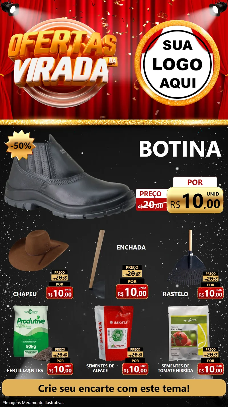 Modelo de Rede Social para Stories com o tema Ofertas da Virada para Agropecuária