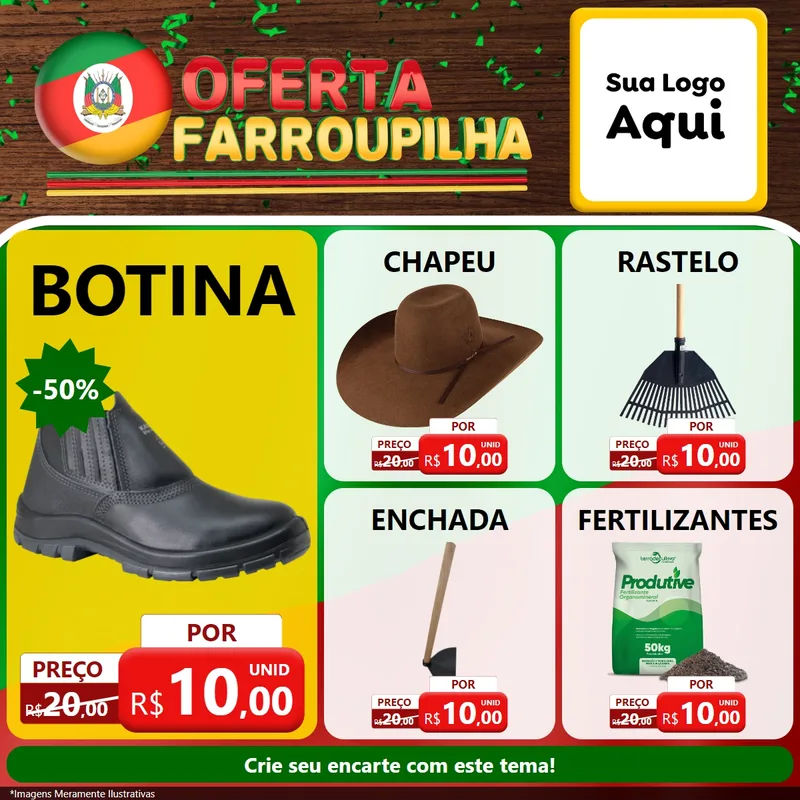 Modelo de Rede Social para Feed Facebook com o tema Oferta Farroupilha para Agropecuária