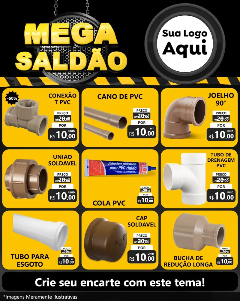 Modelo de Rede Social para Feed Instagram com o tema Mega Saldão para Tubos e conexões