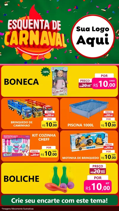 Modelo de TV para TV Vertical com o tema Esquenta de Carnaval para Brinquedos