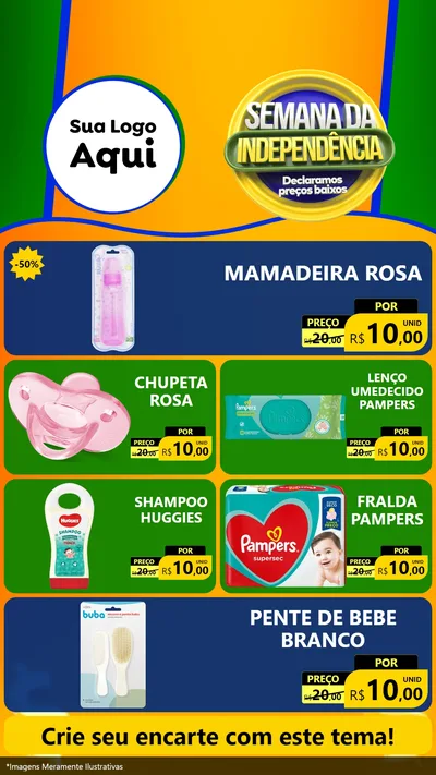 Modelo de TV para TV Vertical com o tema Semana da Independência Declaramos Preços Baixos para Bebês