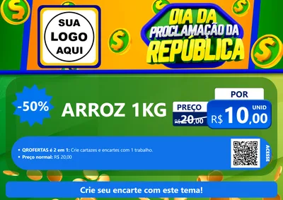 Modelo de Cartaz para Cartaz A4 Horizontal com o tema Dia Da Proclamação da República para Supermercado