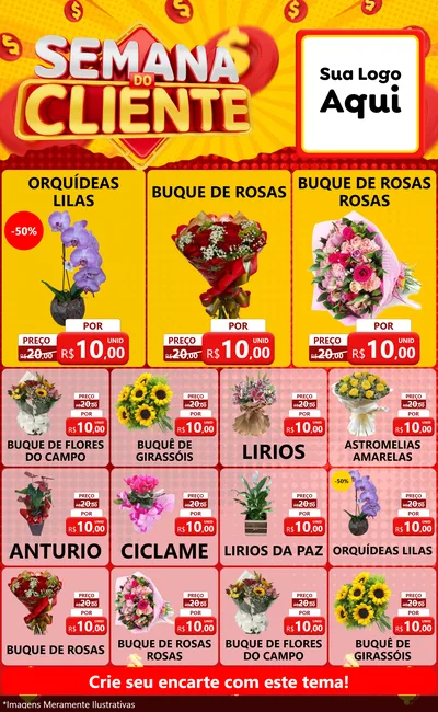 Modelo de Encarte para Encarte Grande com o tema Semana do Cliente para Floricultura e jardim