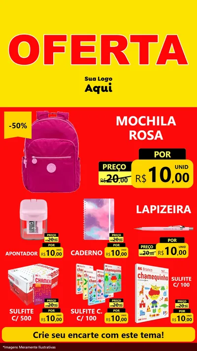 Modelo de Rede Social para Stories com o tema OFERTA - Vermelho Cartaz para Papelaria
