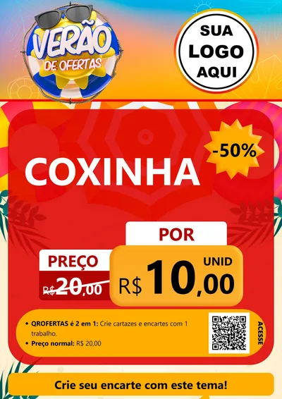 Modelo de Cartaz para Cartaz A4 Vertical com o tema Verão de Ofertas para Salgadaria