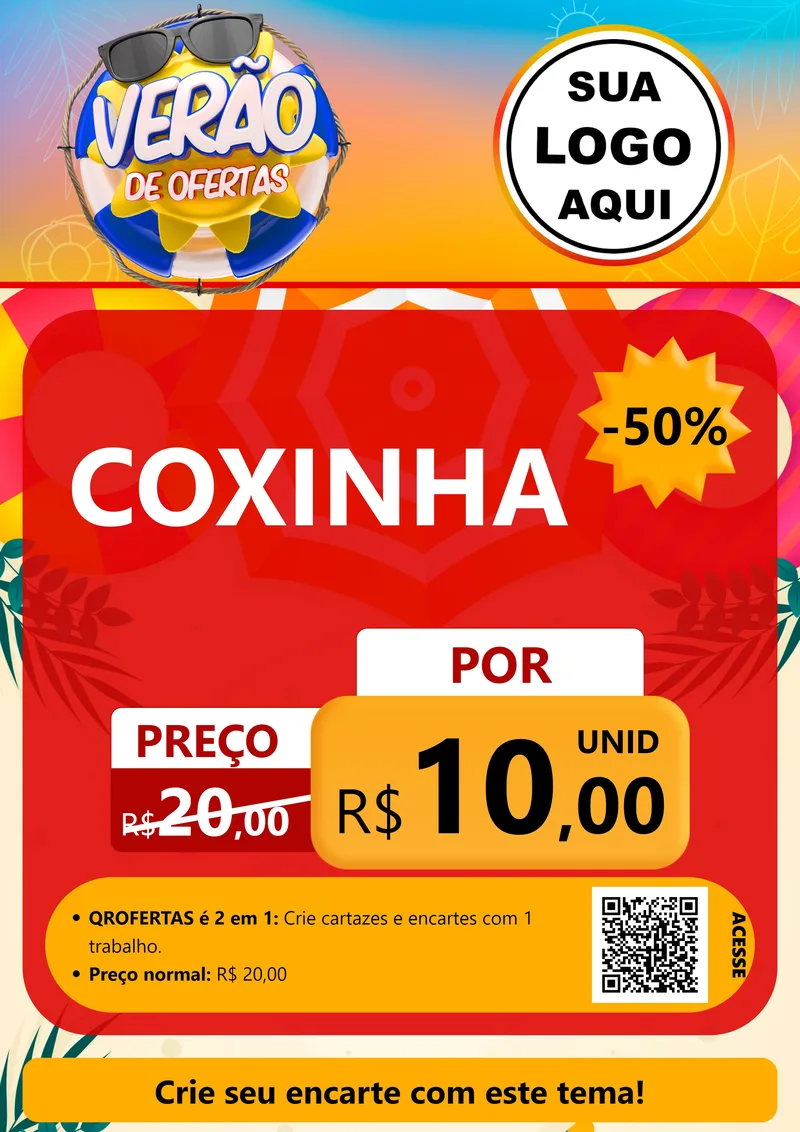 Modelo de Cartaz para Cartaz A4 Vertical com o tema Verão de Ofertas para Salgadaria