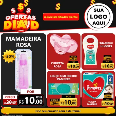 Modelo de Rede Social para Feed Facebook com o tema Ofertas Dia D para Bebês