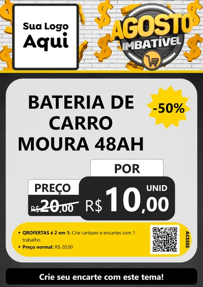 Modelo de Cartaz para Cartaz A4 Vertical com o tema Agosto imbatível para Baterias Elétricas