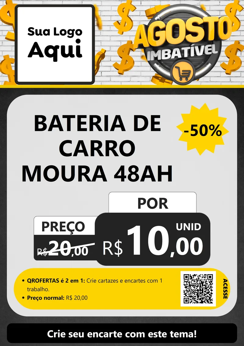 Modelo de Cartaz para Cartaz A4 Vertical com o tema Agosto imbatível para Baterias Elétricas