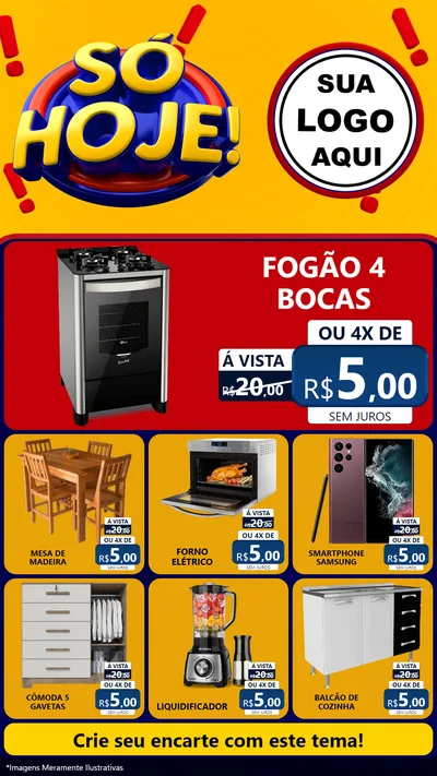 Modelo de Rede Social para Stories com o tema Só Hoje! para Móveis e Eletro