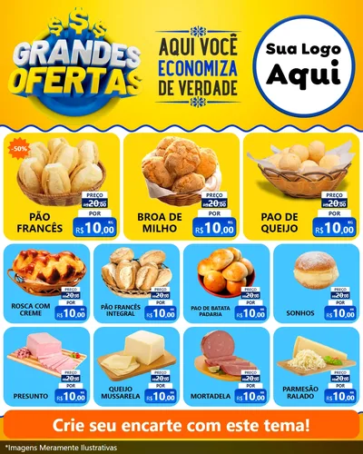 Modelo de Rede Social para Feed Instagram com o tema Grandes Ofertas para Padaria