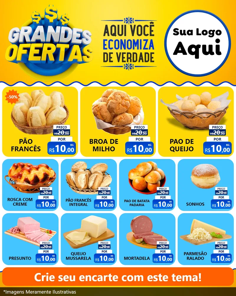 Modelo de Rede Social para Feed Instagram com o tema Grandes Ofertas para Padaria