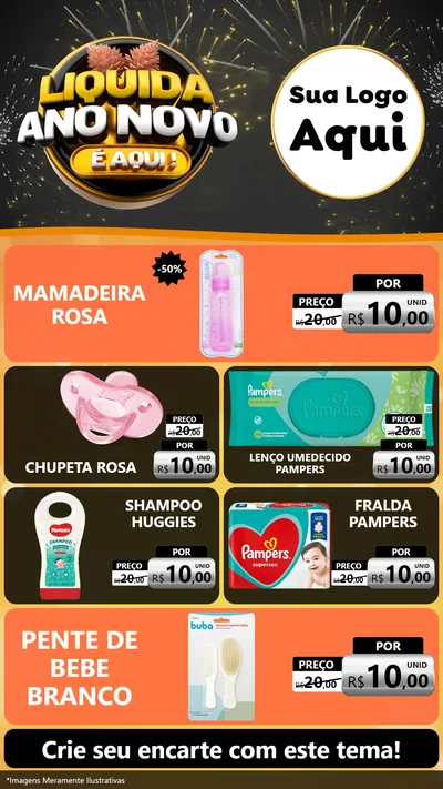 Modelo de TV para TV Vertical com o tema Liquida Ano Novo É Aqui! para Bebês